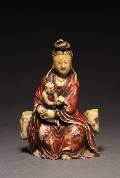 古玩玉器清 壽山石加彩童子觀音像（來自嘉德）拍賣，當前價格8300元