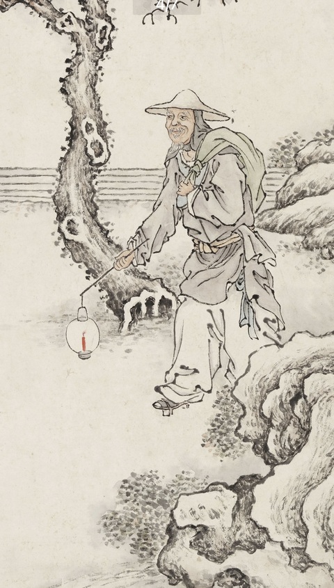 古玩字畫晚清民國 名家錢云鶴真跡《寒宵吠犬圖》拍賣，當前價格5500元
