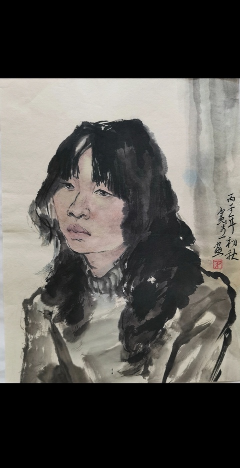 古玩字畫水墨寫生人物頭像真品鑒賞圖