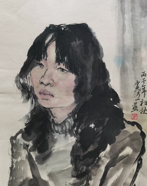 古玩字畫水墨寫生人物頭像真品鑒賞圖