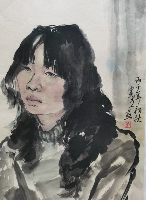 古玩字畫水墨寫生人物頭像真品鑒賞圖