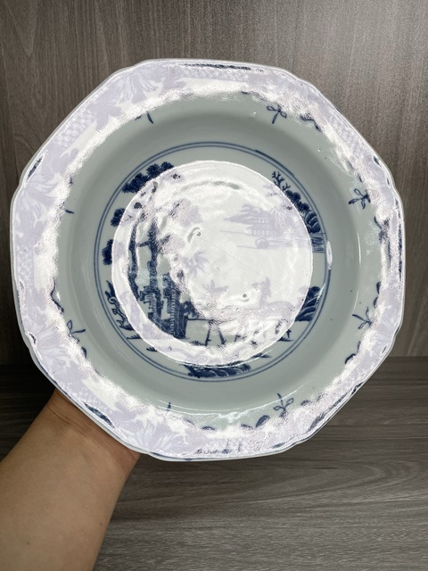 古玩陶瓷清康雍 極品青花雙鹿圖八方盤 真品鑒賞圖