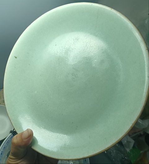 古玩陶瓷清中期豆青釉大盤拍賣,當(dāng)前價(jià)格288元