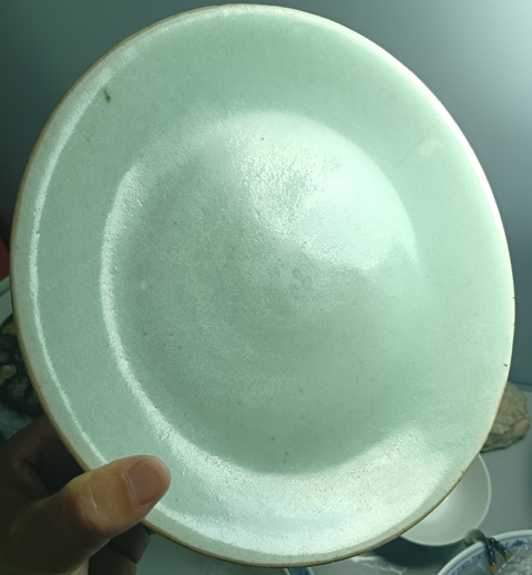 古玩陶瓷清中期豆青釉大盤拍賣,當(dāng)前價(jià)格288元