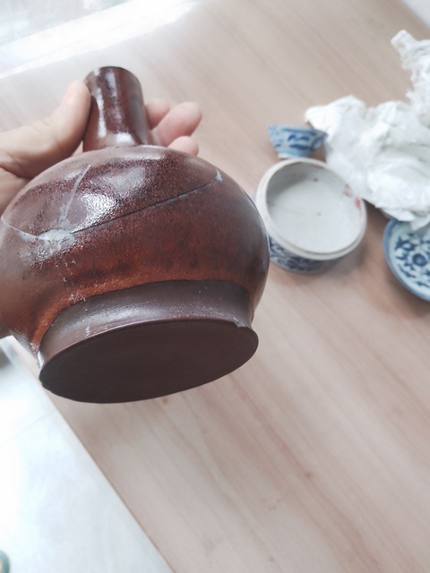 古玩陶瓷褐釉荸薺瓶真品鑒賞圖