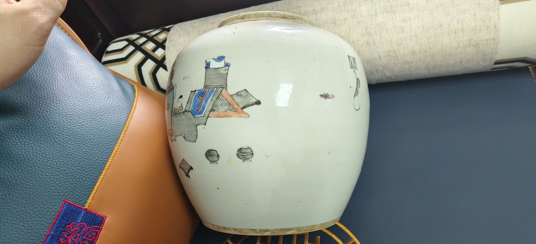 古玩陶瓷博古圖粉彩罐真品鑒賞圖