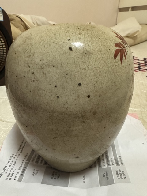 古玩陶瓷哥釉粉彩花鳥紋罐真品鑒賞圖