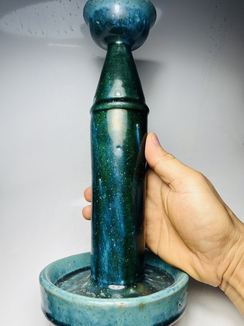 古玩陶瓷民國·窯變釉燭臺真品鑒賞圖