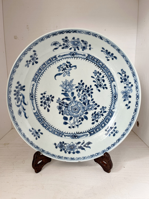 古玩陶瓷清早期青花折枝花卉紋盤拍賣，當前價格688元