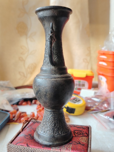 古玩雜項(xiàng)清云雷紋雙龍耳銅瓶拍賣(mài),當(dāng)前價(jià)格1111元