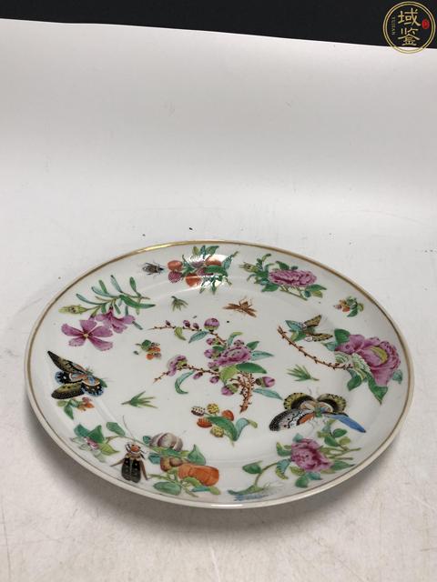 古玩陶瓷清晚·廣彩花蝶紋盤拍賣，當前價格3188元