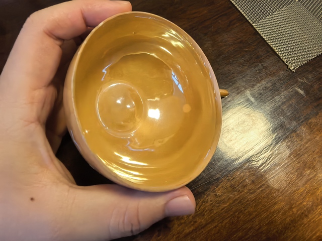 古玩陶瓷椰樹海鷗鵝紋執杯真品鑒賞圖