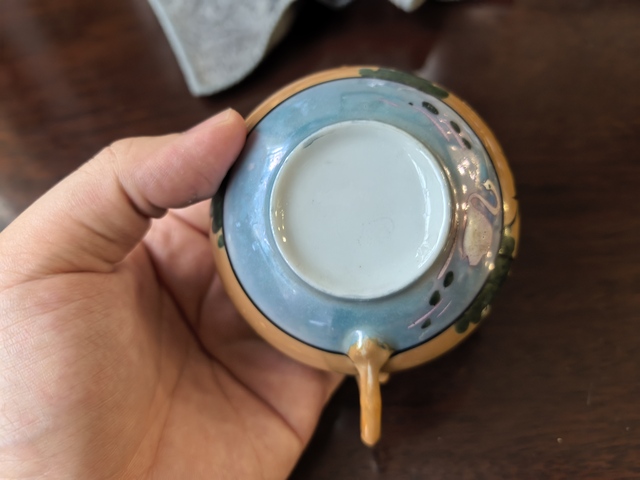古玩陶瓷椰樹海鷗鵝紋執杯真品鑒賞圖