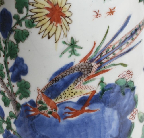 古玩陶瓷五彩花鳥紋桶瓶真品鑒賞圖