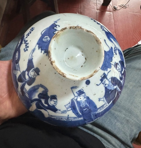 古玩陶瓷青花刀馬人物蓋缸真品鑒賞圖