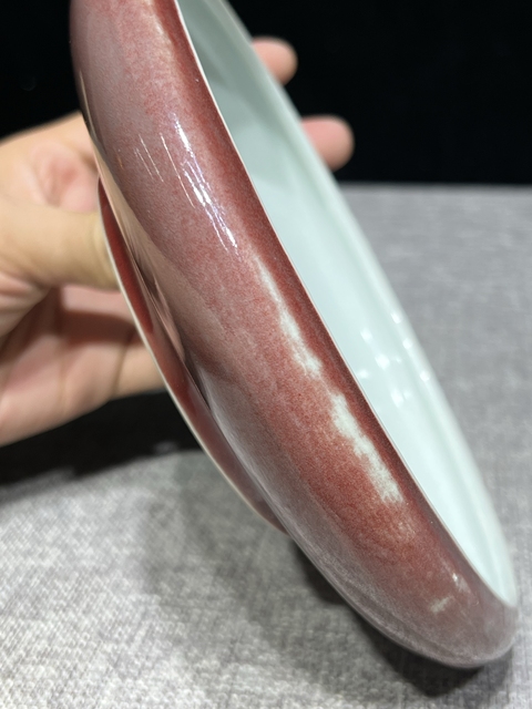 古玩陶瓷紅釉洗真品鑒賞圖