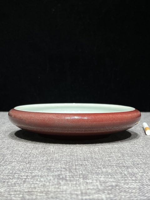 古玩陶瓷紅釉洗真品鑒賞圖