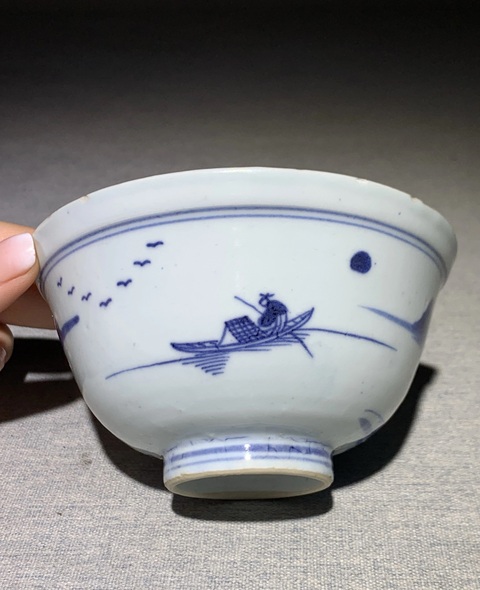 古玩陶瓷青花通景山水蓋碗拍賣,當前價格3800元