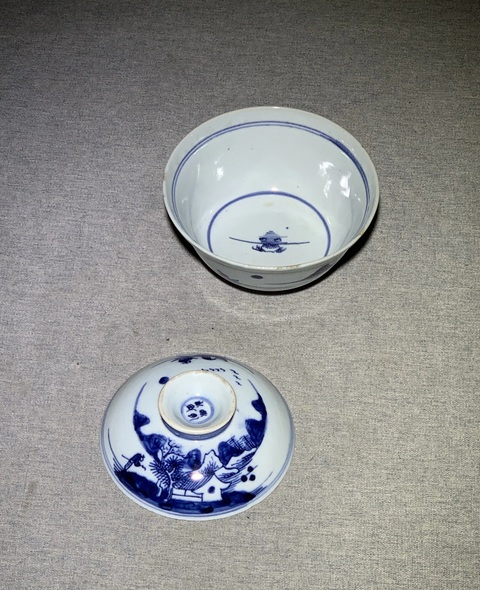 古玩陶瓷青花通景山水蓋碗拍賣,當前價格3800元