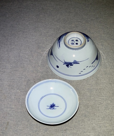 古玩陶瓷青花通景山水蓋碗拍賣,當前價格3800元