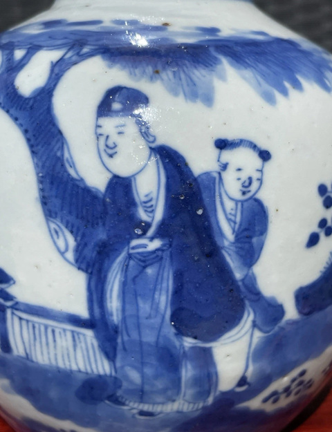 古玩陶瓷人物紋青花罐真品鑒賞圖