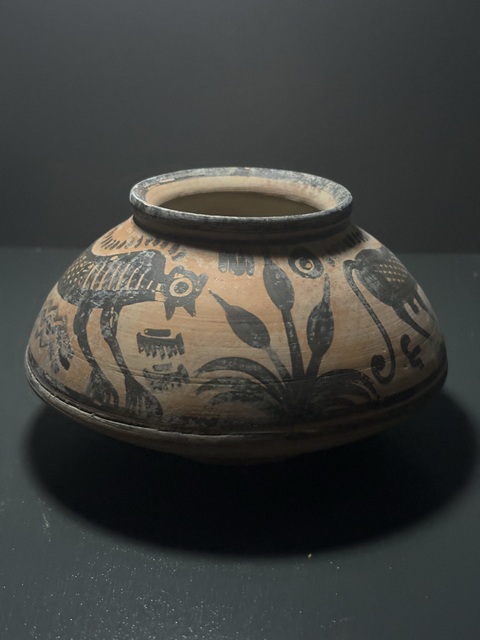 古玩陶瓷哈拉帕·波浪紋異獸花卉碟形罐真品鑒賞圖