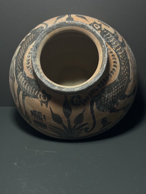 古玩陶瓷哈拉帕·波浪紋異獸花卉碟形罐真品鑒賞圖