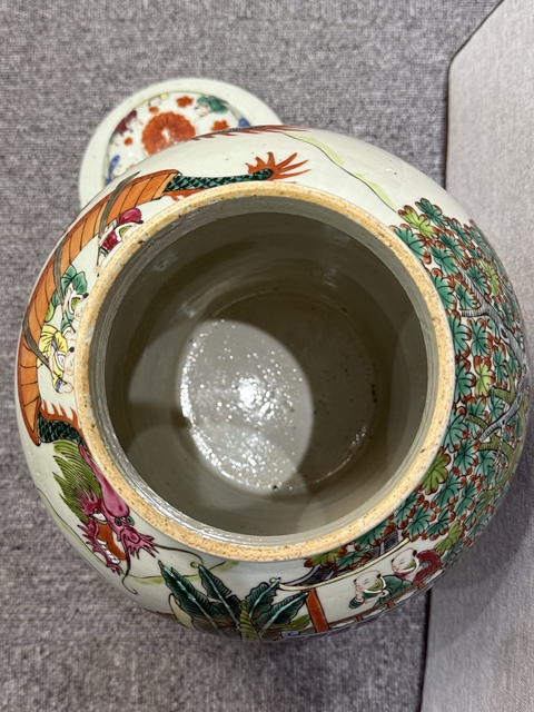古玩陶瓷晚清百子鬧春粉彩將軍罐真品鑒賞圖