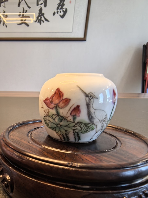 古玩陶瓷粉彩一路連科鳥食罐真品鑒賞圖