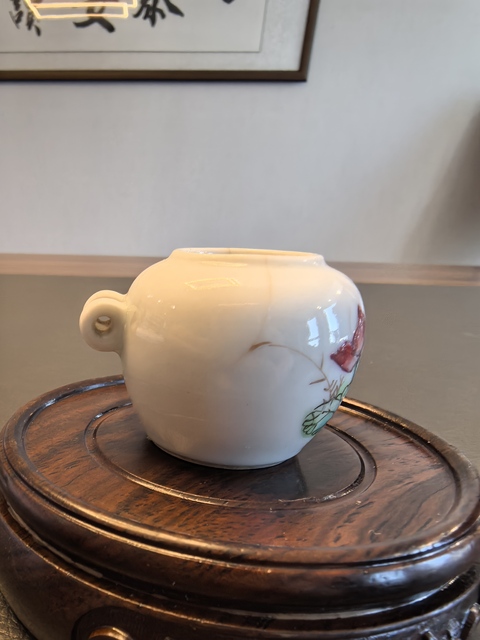 古玩陶瓷粉彩一路連科鳥食罐真品鑒賞圖