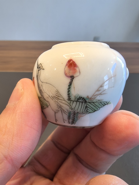 古玩陶瓷粉彩一路連科鳥食罐真品鑒賞圖