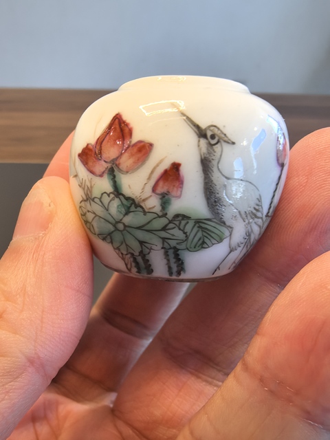 古玩陶瓷粉彩一路連科鳥食罐真品鑒賞圖