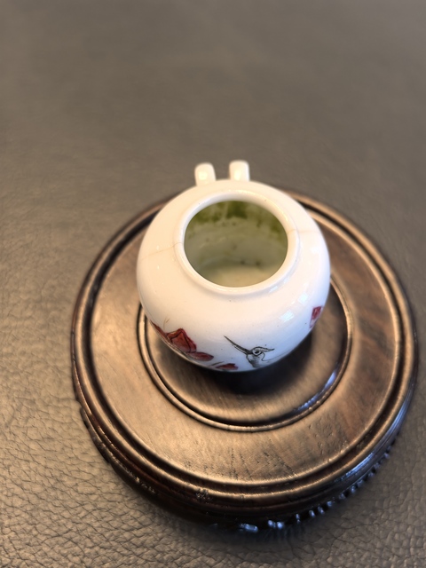 古玩陶瓷粉彩一路連科鳥食罐真品鑒賞圖