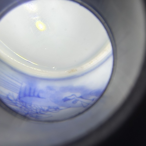 古玩陶瓷青花人物故事紋杯真品鑒賞圖