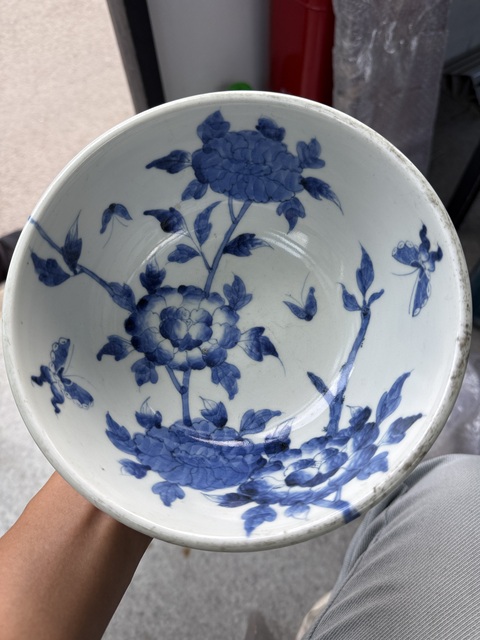 古玩陶瓷花卉紋青花高足碗真品鑒賞圖