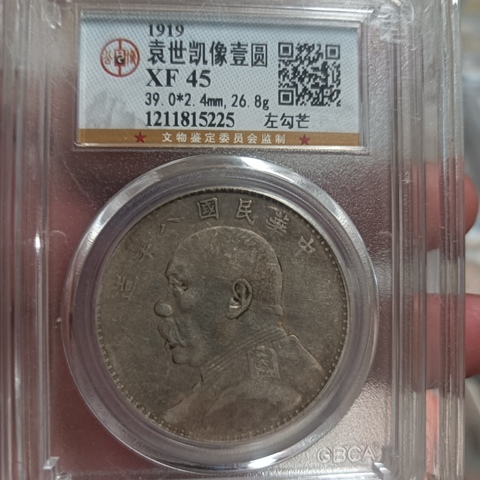 古玩錢幣民國八年袁像壹圓真品鑒賞圖