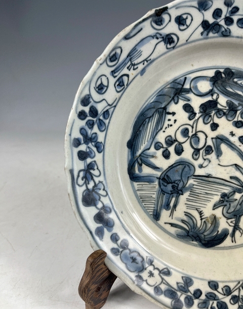 古玩陶瓷鹿紋青花盤真品鑒賞圖