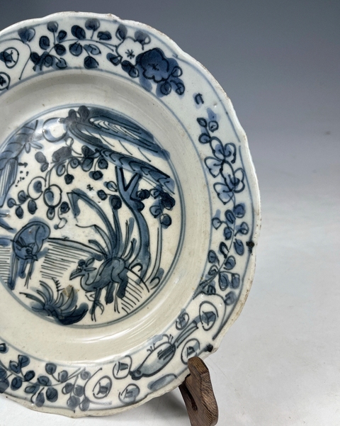 古玩陶瓷鹿紋青花盤真品鑒賞圖