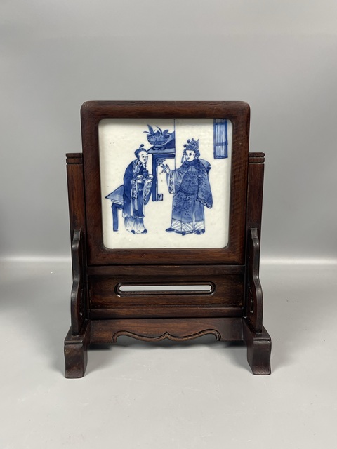 古玩陶瓷青花人物故事瓷板真品鑒賞圖