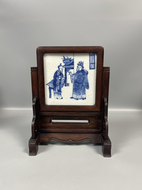 古玩陶瓷青花人物故事瓷板真品鑒賞圖