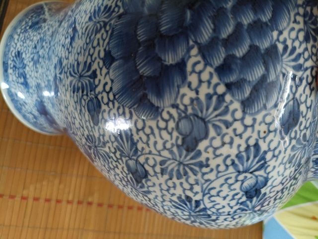 古玩陶瓷花卉紋青花將軍罐真品鑒賞圖