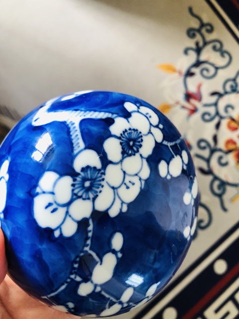 古玩陶瓷青花留白冰梅紋罐真品鑒賞圖