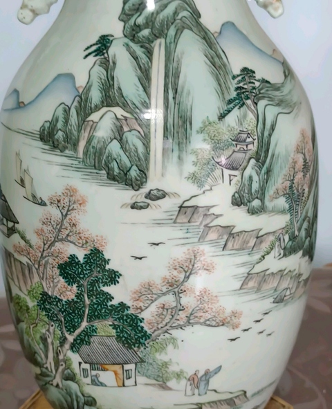 古玩陶瓷山水紋瓶真品鑒賞圖