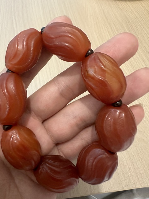 古玩玉器紅瑪瑙珠串真品鑒賞圖