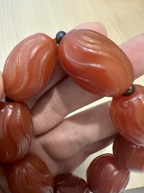 古玩玉器紅瑪瑙珠串真品鑒賞圖