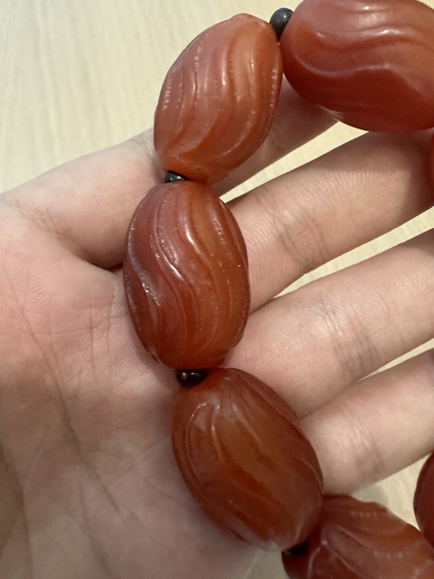 古玩玉器紅瑪瑙珠串真品鑒賞圖