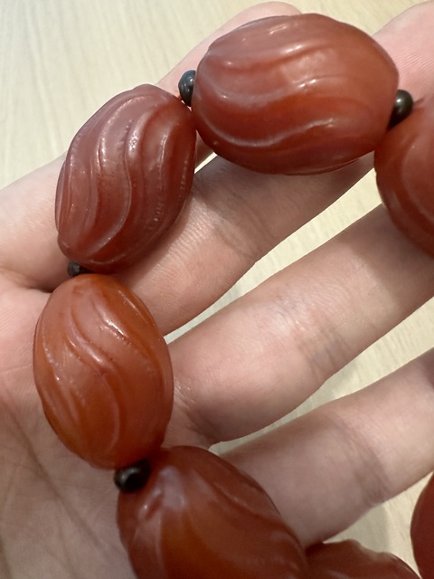 古玩玉器紅瑪瑙珠串真品鑒賞圖
