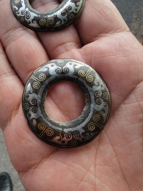 古玩銅器錯金銀青銅環真品鑒賞圖