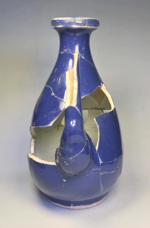 古玩陶瓷藍釉執壺標本真品鑒賞圖
