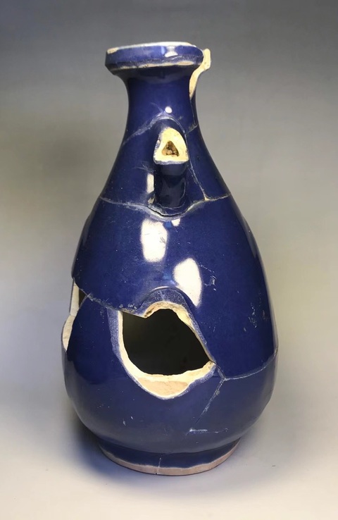 古玩陶瓷藍釉執壺標本真品鑒賞圖